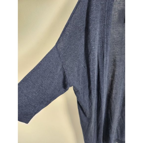 Pure Jill Women's Sz. M Navy Blue Linen Blend Long Line Open Front Cardigan NWT - Picture 4 of 6